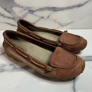 Merrell J76466 Women's Brown Leather Outdoor Vibram Slip On Marina Loafers Sz 7